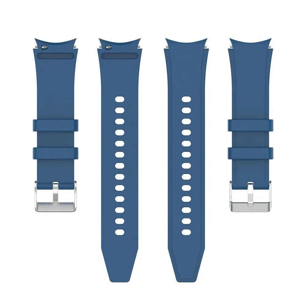 Silicone Strap 'Perfect Fit', blue, laid flat, separate parts, direct top view