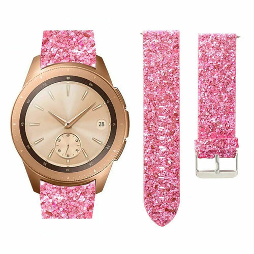 Leather Strap with Glitters, pink, laid flat, separate parts, direct top view