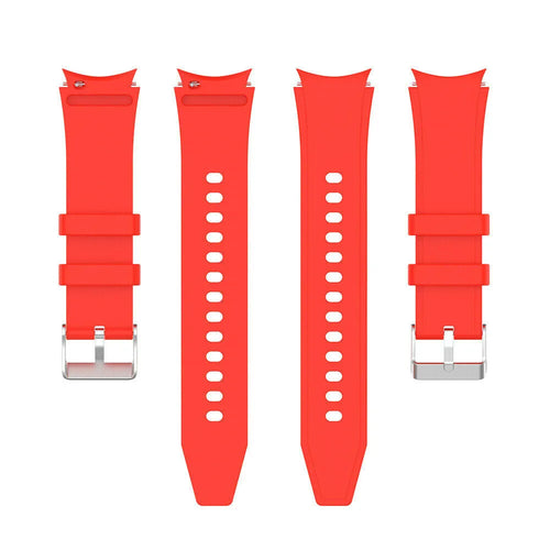 Silicone Strap 'Perfect Fit', bright red, laid flat, separate parts, direct top view