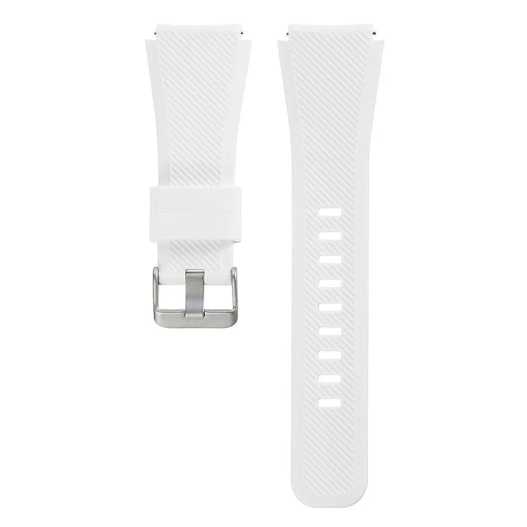 Twill Silicone Strap, white, laid flat, separate parts, direct top view