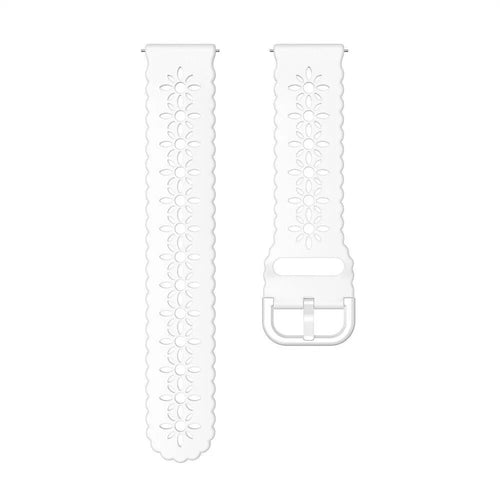 Patterned Silicone Strap, white, laid flat, separate parts, direct top view