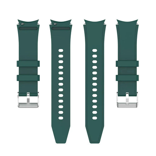 Silicone Strap 'Perfect Fit', dark green, laid flat, separate parts, direct top view