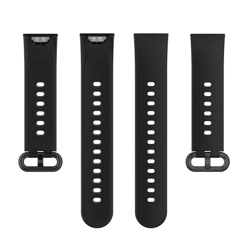 Silicone Strap, black, laid flat, separate parts, direct top view