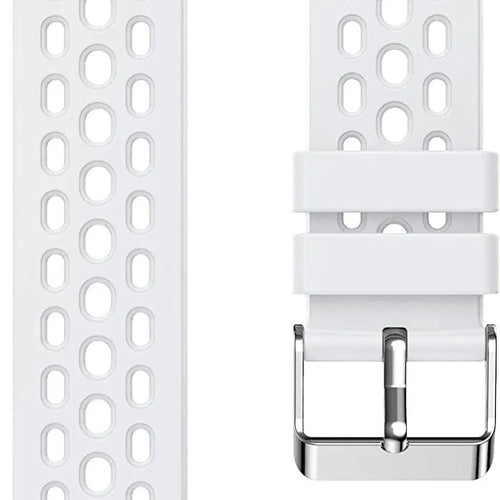 Breathable Silicone Strap, white, laid flat, separate parts, direct top view