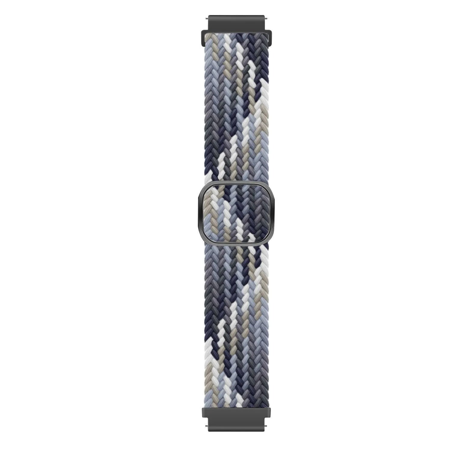 Nylon Adjustable Braided Strap, black/white, laid flat, joined, direct top view