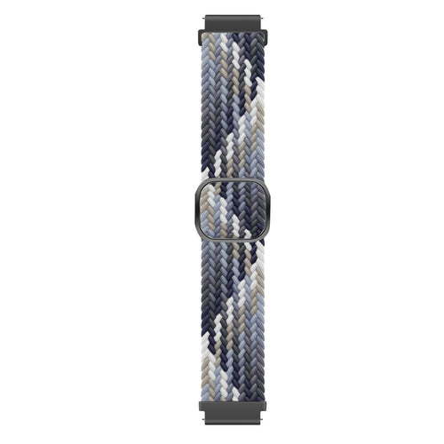Nylon Adjustable Braided Strap, black/white, laid flat, joined, direct top view