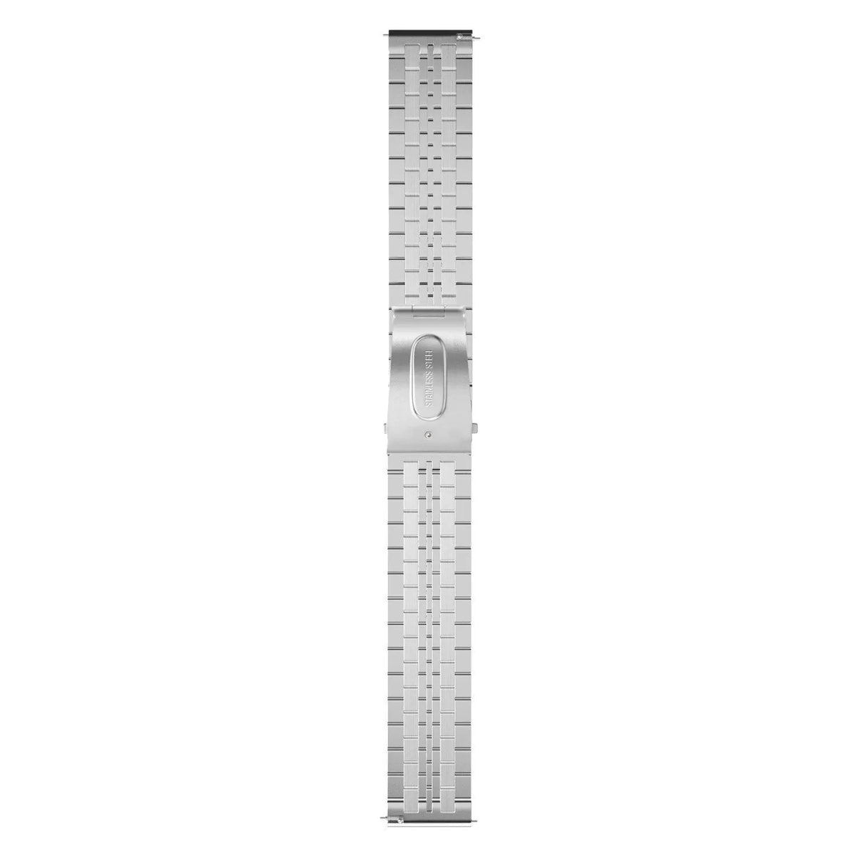 Steel Strap, silver, laid flat, joined, direct top view