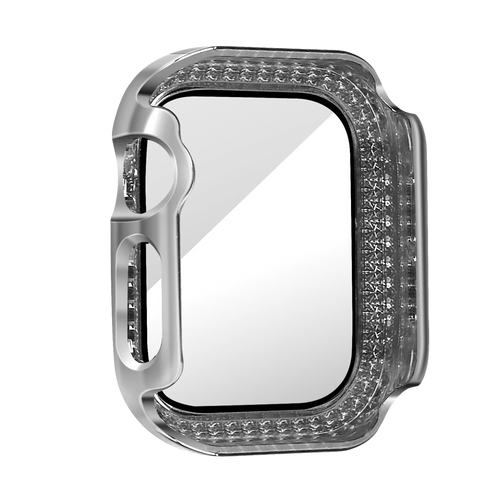 Bandz Funda diamante con vidrio Apple Watch 10/11 - 42mm (plateado)