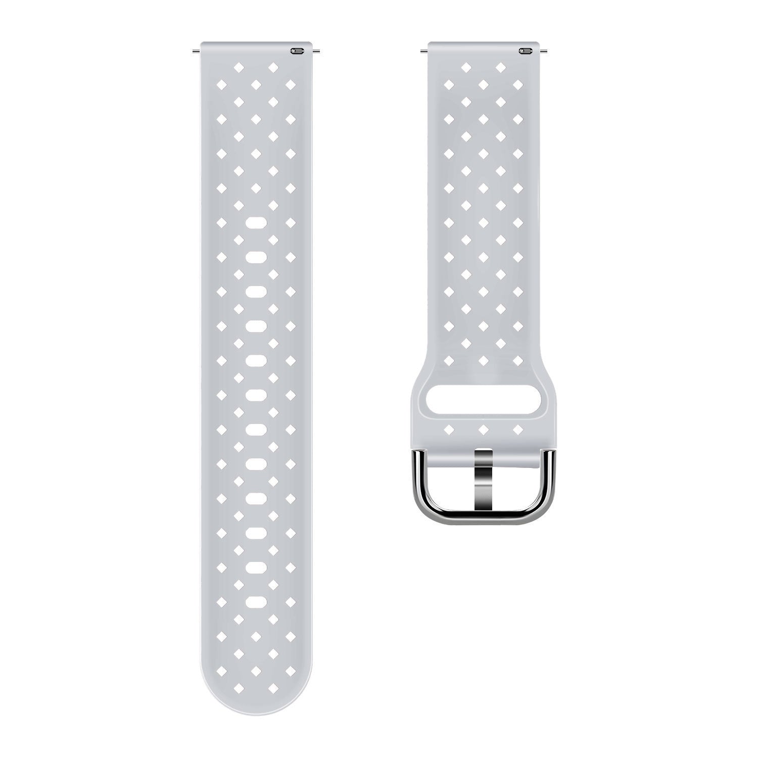 Braided Silicone Strap, grey, laid flat, joined, direct top view