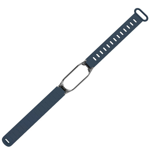 Silicone TPU Strap with Frame, dark blue, laid flat, joined, direct top view