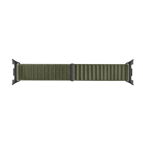 Wave Nylon Strap, dark green, laid flat, joined, direct top view