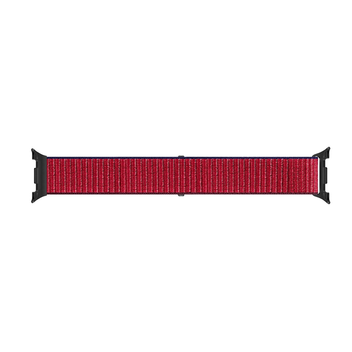 Nylon Strap, red mix, laid flat, joined, direct top view