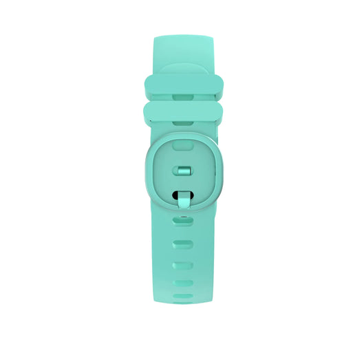 Silicone Strap, aqua, laid flat, joined, direct top view