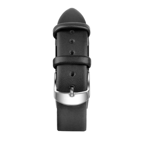 Genuine Leather Strap, black, laid flat, joined, direct top view