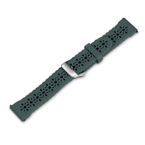 Patterned Silicone Strap, viridian, laid flat, joined, direct top view