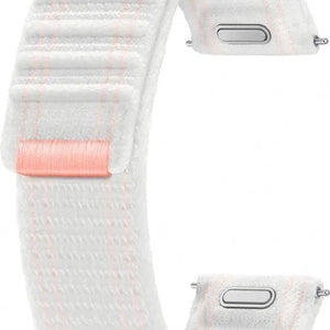 Nylon Fabric Strap, white, laid flat, joined, direct top view