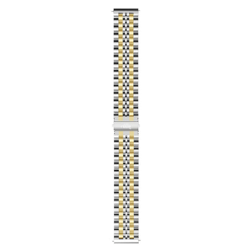 Steel Strap, silver/gold, laid flat, joined, direct top view