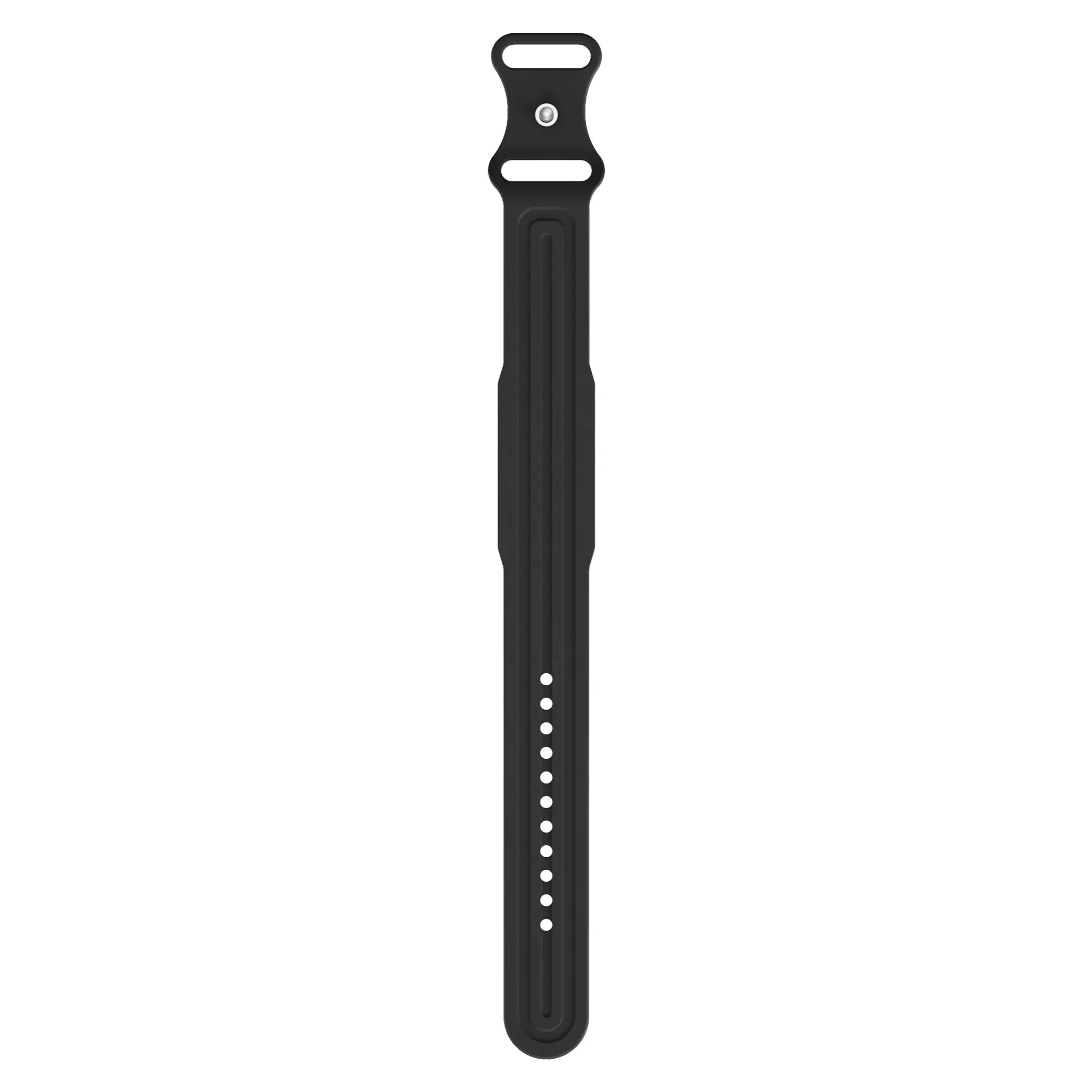 Silicone Strap 'Classic', black, laid flat, joined, direct top view