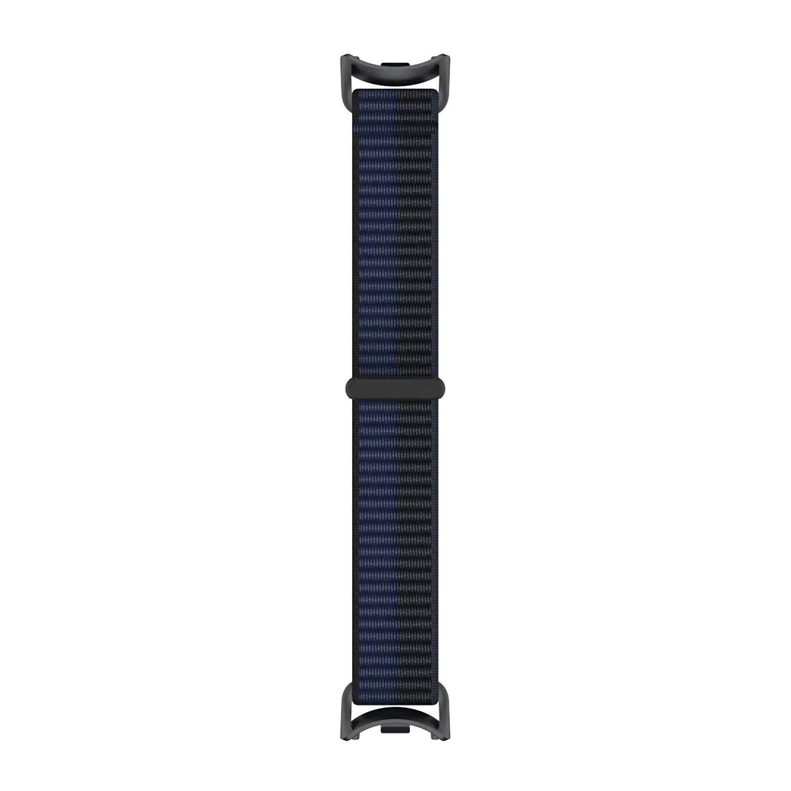 Modern Nylon Strap, dark blue, laid flat, joined, direct top view