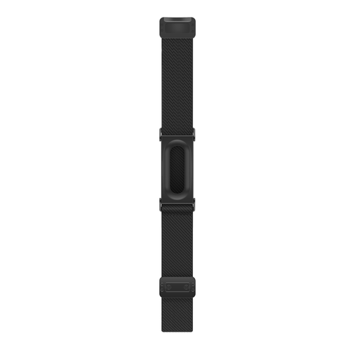 Biceps Nylon Bracelet with D-buckle, black, laid flat, joined, direct top view