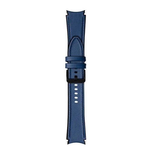 Leather Hybrid Strap, dark blue, laid flat, joined, direct top view
