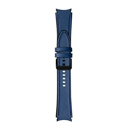 Leather Hybrid Strap, dark blue, laid flat, joined, direct top view