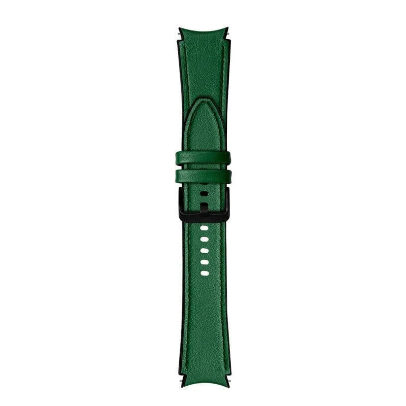 Leather Hybrid Strap, green, laid flat, joined, direct top view