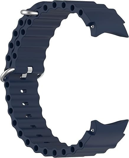 Silicone Ocean Strap, dark blue, laid flat, joined, direct top view