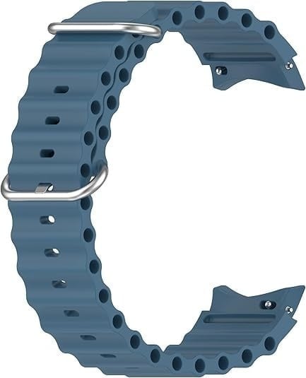 Silicone Ocean Strap, grey-blue, laid flat, joined, direct top view