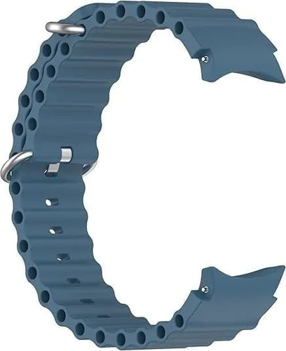 Silicone Ocean Strap, grey-blue, laid flat, joined, direct top view