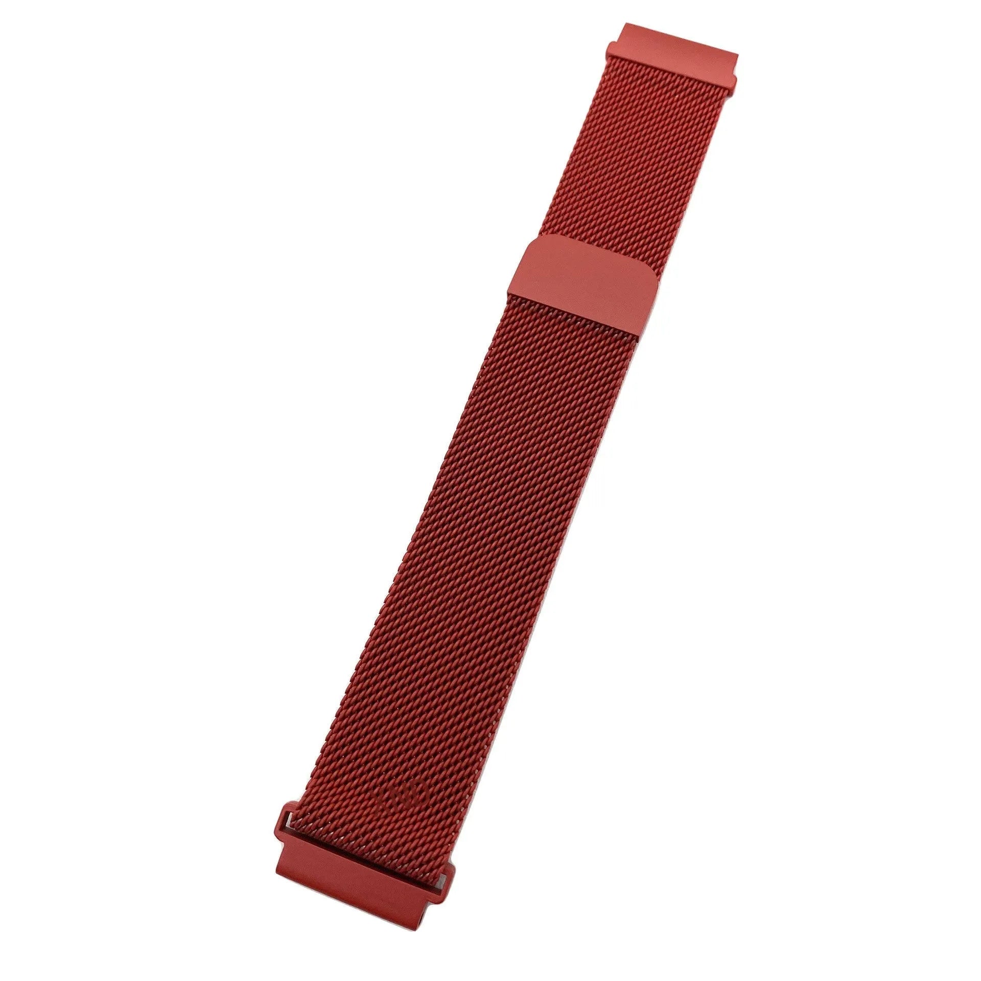 Milanese Strap, red, laid flat, joined, direct top view
