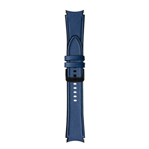 Leather Hybrid Strap, dark blue, laid flat, joined, direct top view