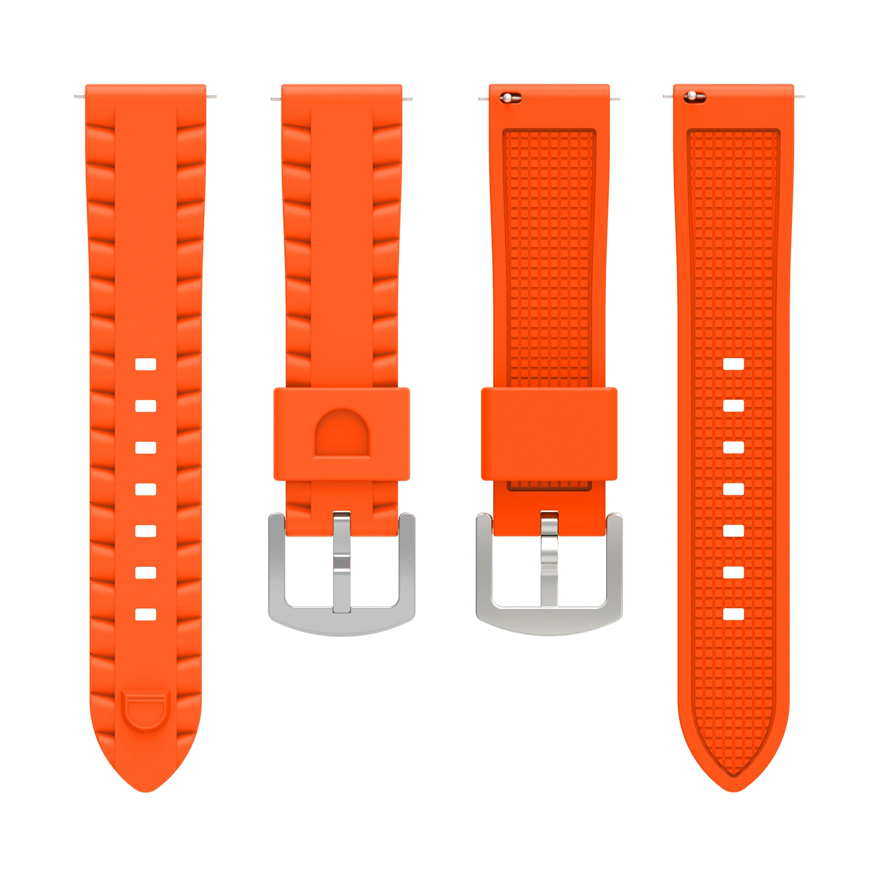 Universal 24mm Wave Silicone Strap (Orange)