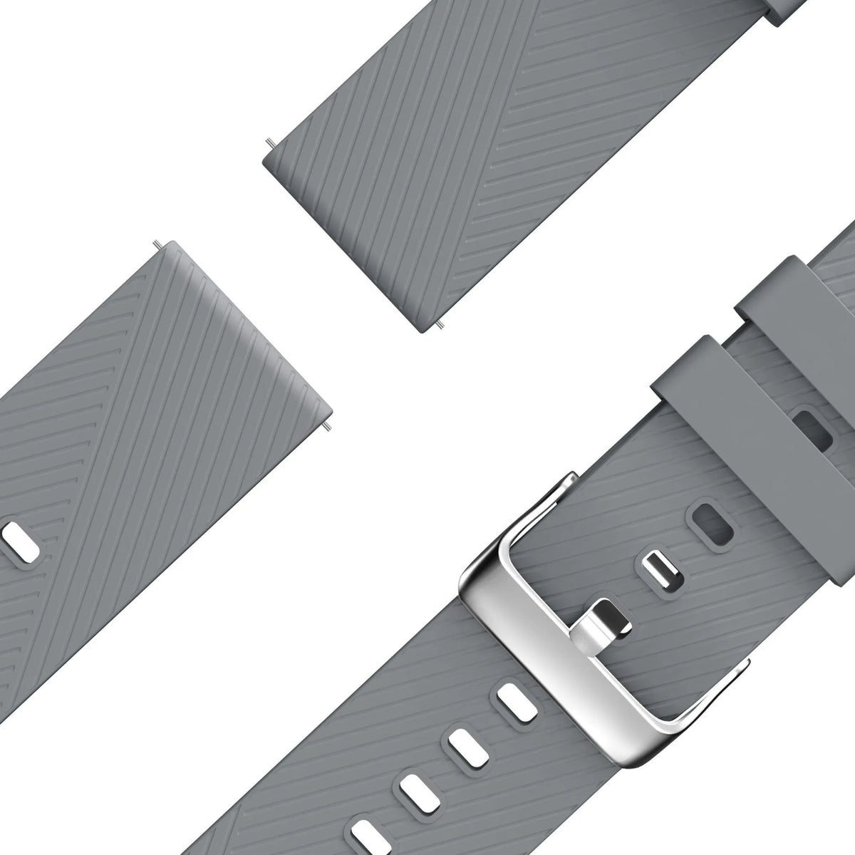 Silicone Strap 'Deluxe', laid flat, separate parts, top and underside view