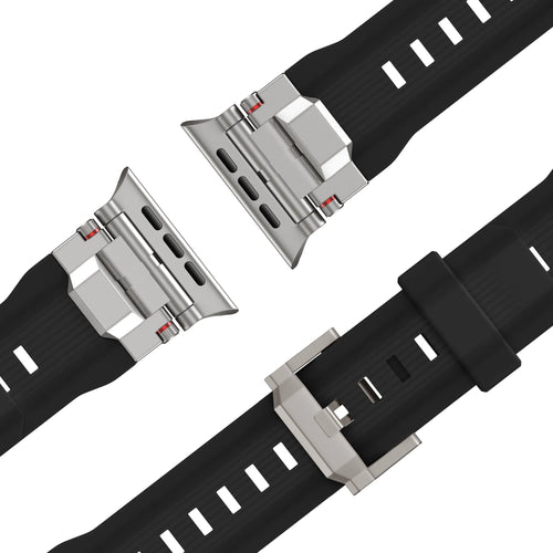 Bandz Apple Watch Armband aus Flüssigsilikon 'Explorer' (Schwarz mit Titan)