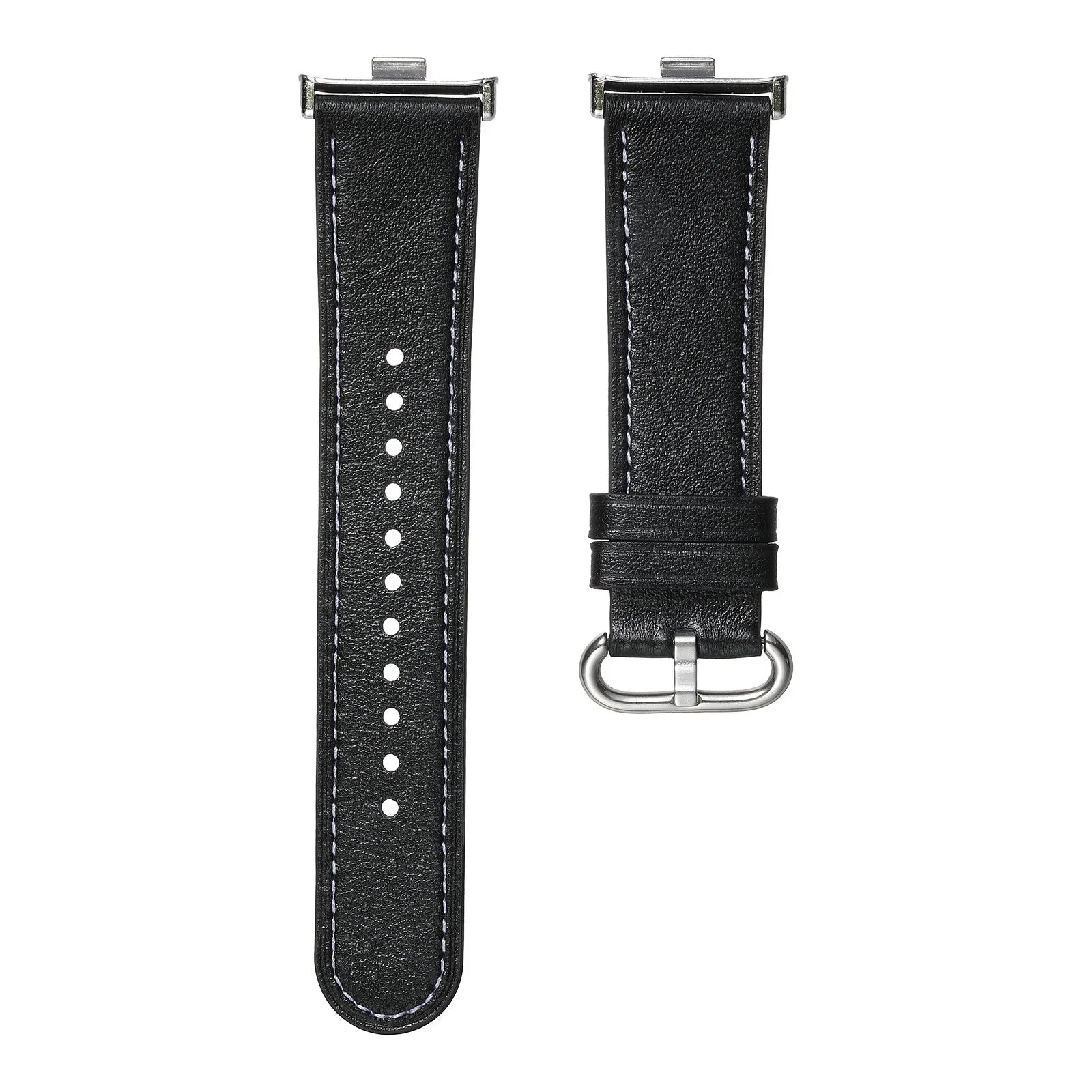 Leather Strap, laid flat, separate parts, top and underside view