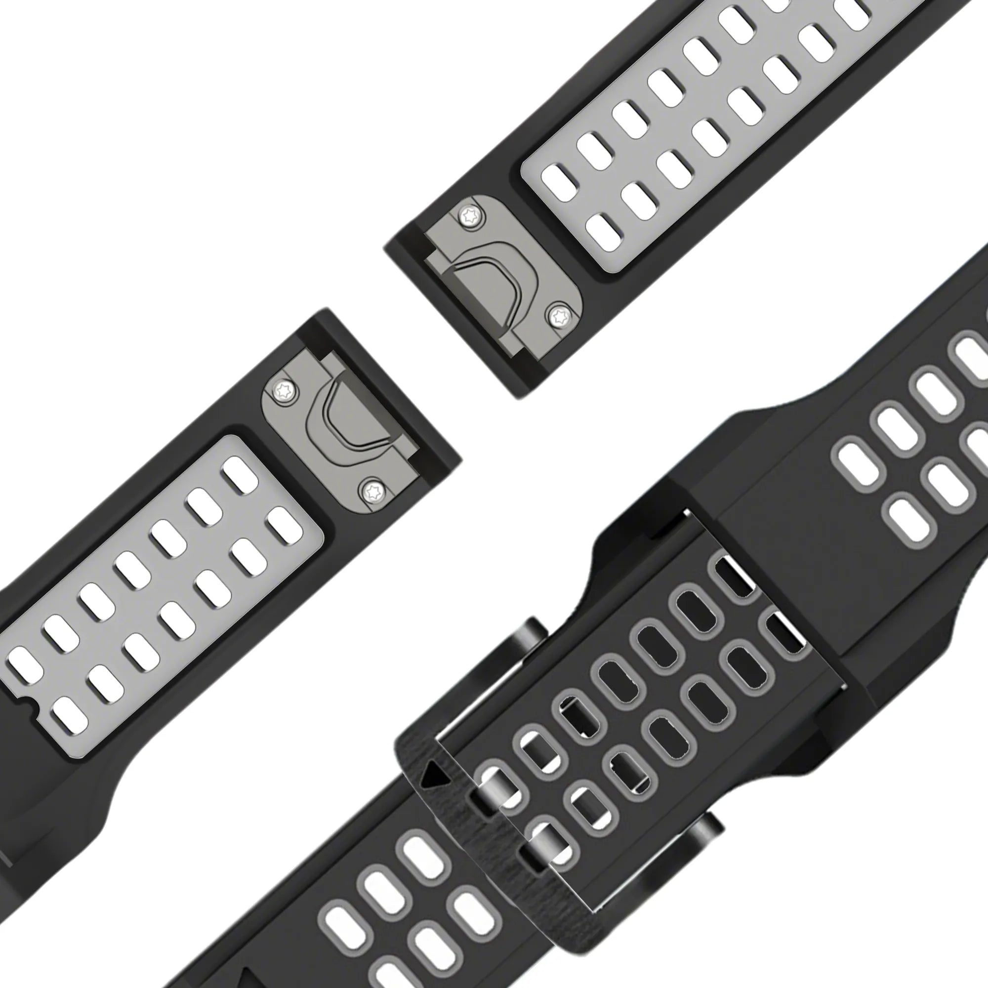 Bandz Garmin Fenix 7 Buckled Sport Strap (Black/Grey)