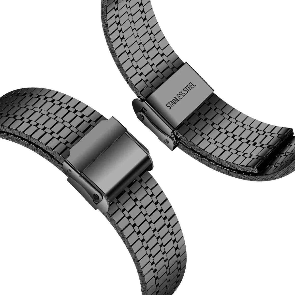Fine Steel Strap, laid flat, separate parts, top and underside view
