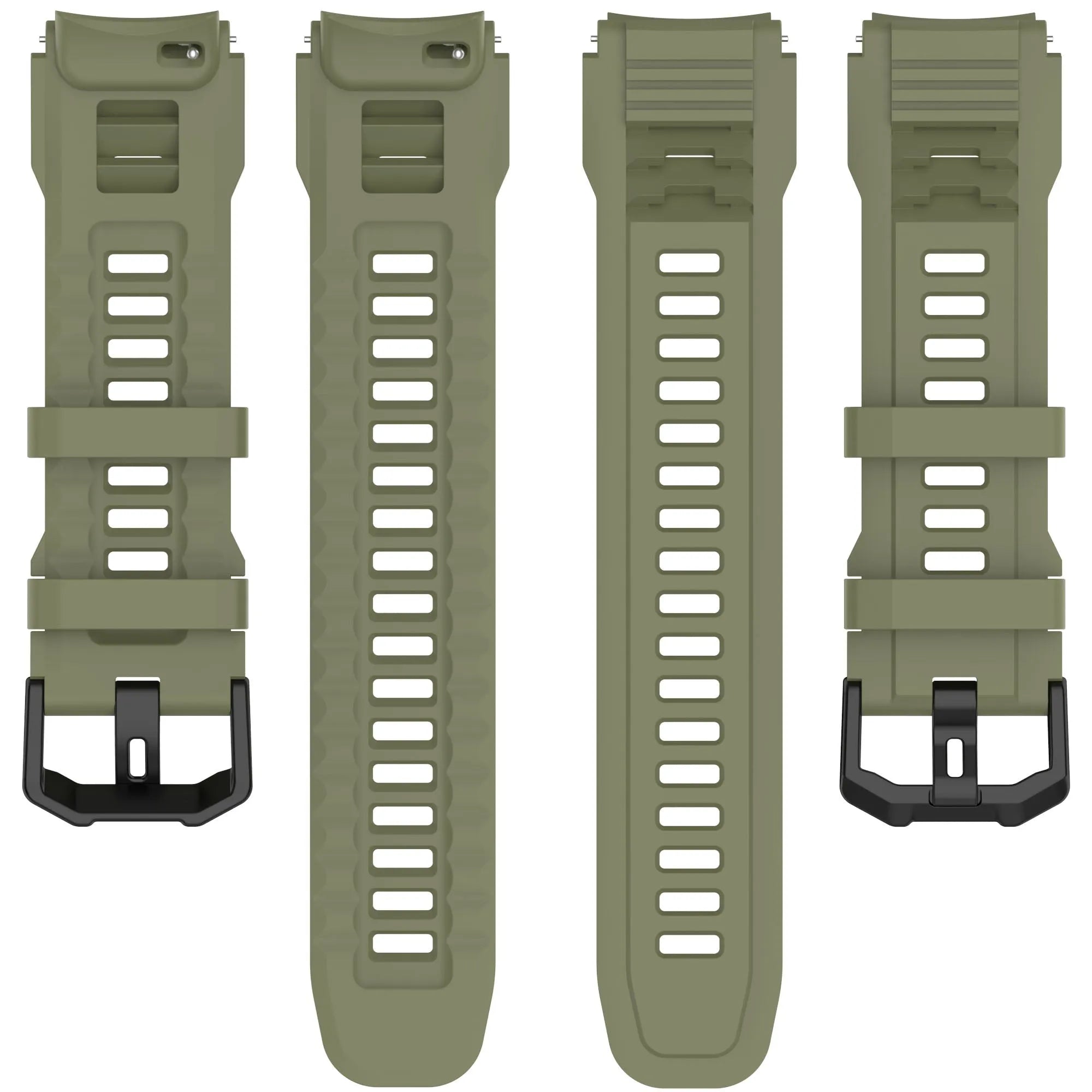 Silicone Strap, laid flat, separate parts, top and underside view