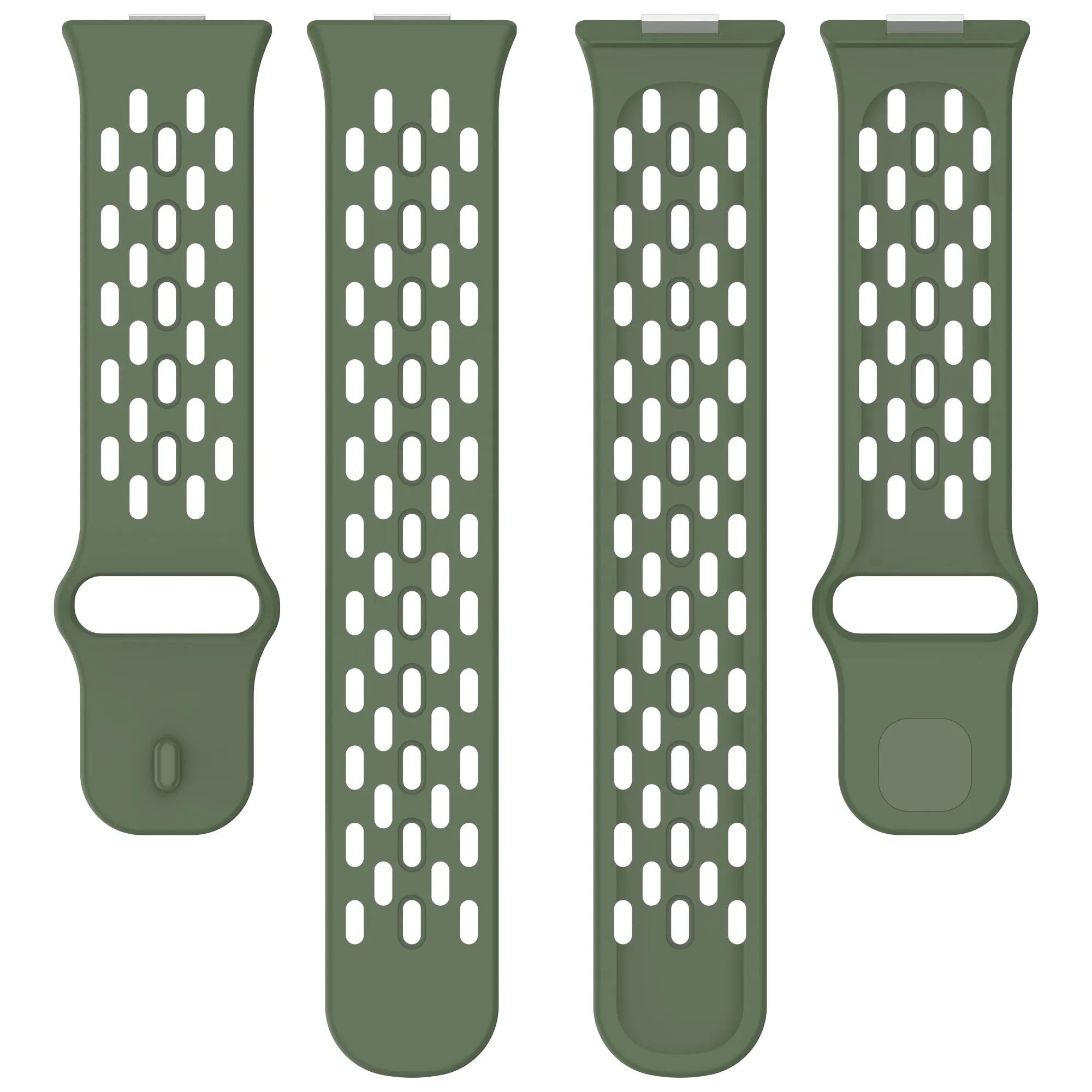 Silicone Air Strap, laid flat, separate parts, top and underside view