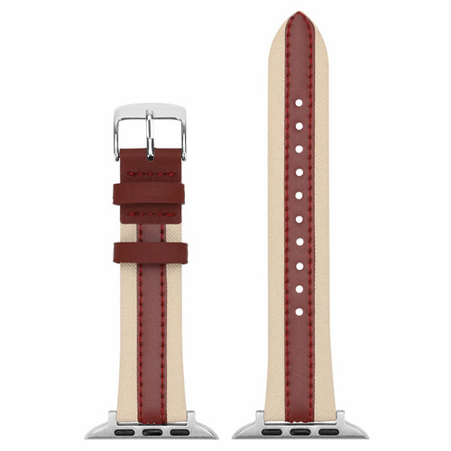 Apple Watch Slim Hybrid Leather Strap (Beige/Red)