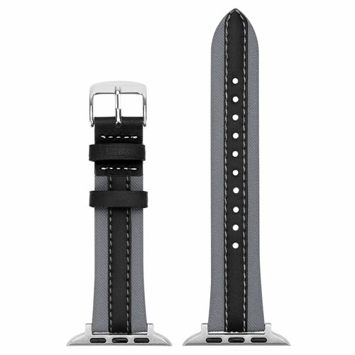 Apple Watch Slim Hybrid Leather Strap (Grey/Black)