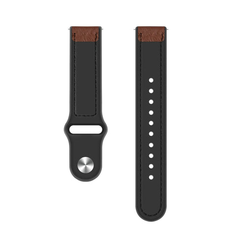 Leather Hybrid Strap, laid flat, separate parts, top and underside view