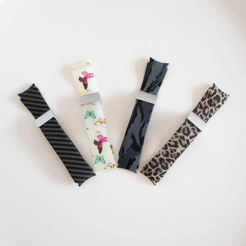 Silicone Magnetic Patterned Strap, laid flat, separate parts, top and underside view