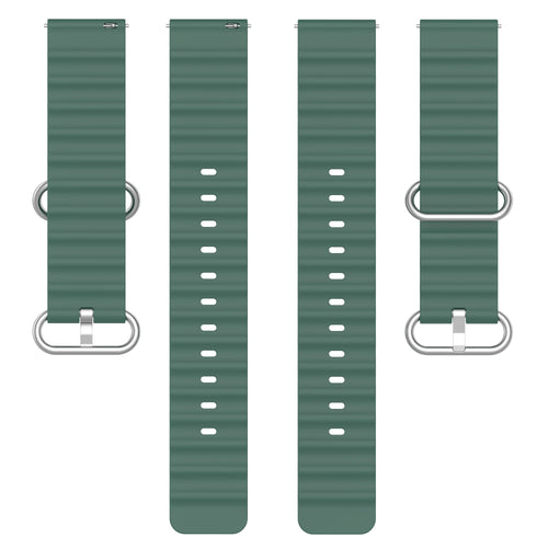 Silicone Ocean Strap, laid flat, separate parts, top and underside view