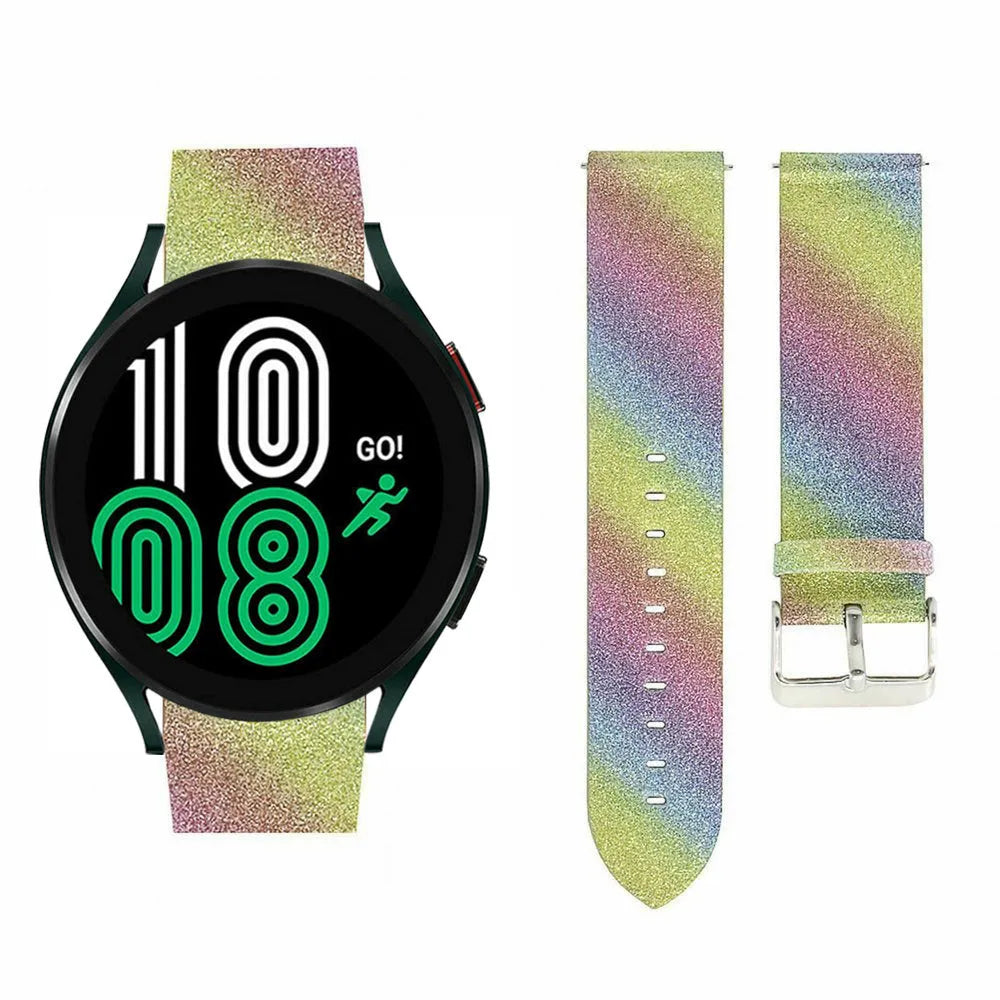 Leather Strap with Glitters, laid flat, separate parts, top and underside view