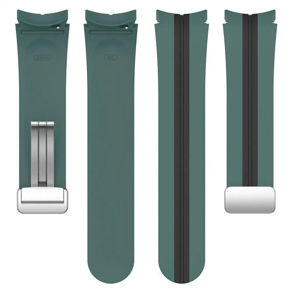 Silicone Magnetic Sport Strap, laid flat, separate parts, top and underside view