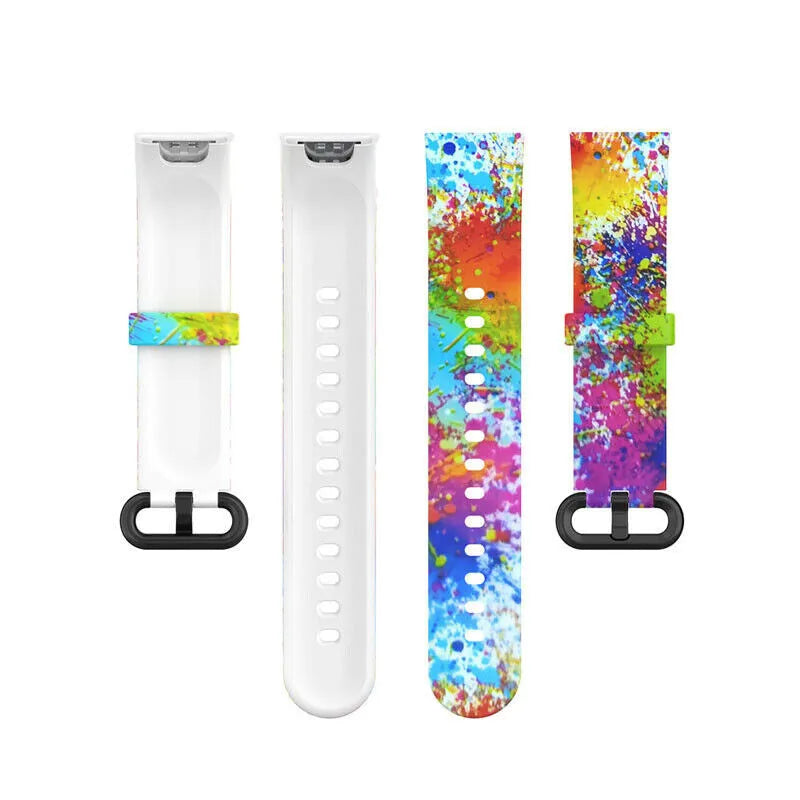 Silicone Patterned Strap, laid flat, separate parts, top and underside view