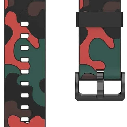 Silicone Camo Strap, laid flat, separate parts, top and underside view