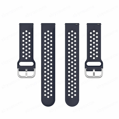 Breathable Silicone Strap, laid flat, separate parts, top and underside view